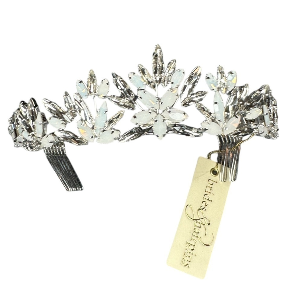 NEW Brides & Hairpins Honora Crystal Opal Sterling Silver Halo Comb Crown Tiara - Picture 8 of 14